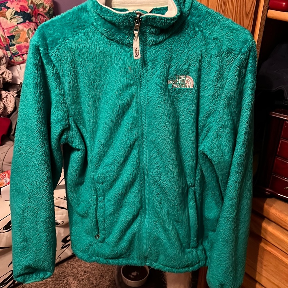 Kelly green fuzzy north face